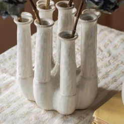 White Ceramic Multi-Stem Vase
