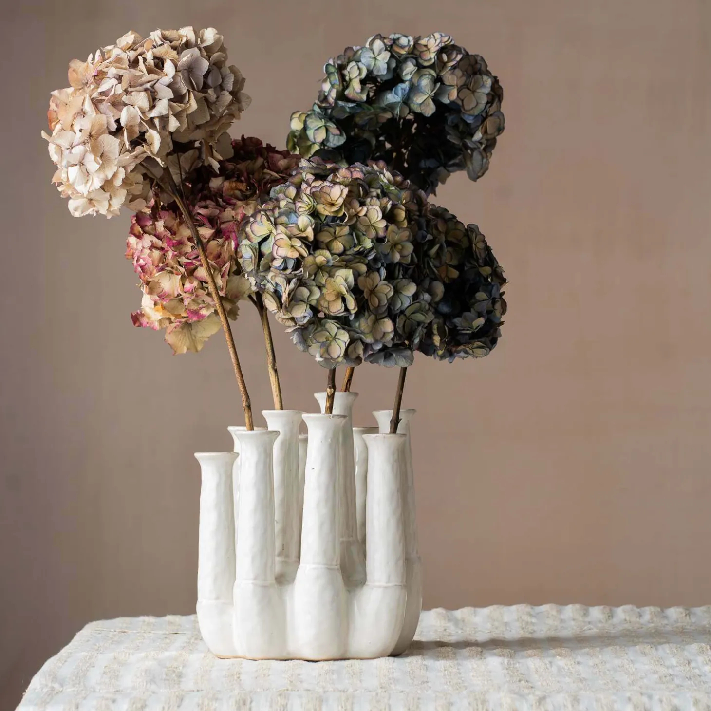 White Ceramic Multi-Stem Vase
