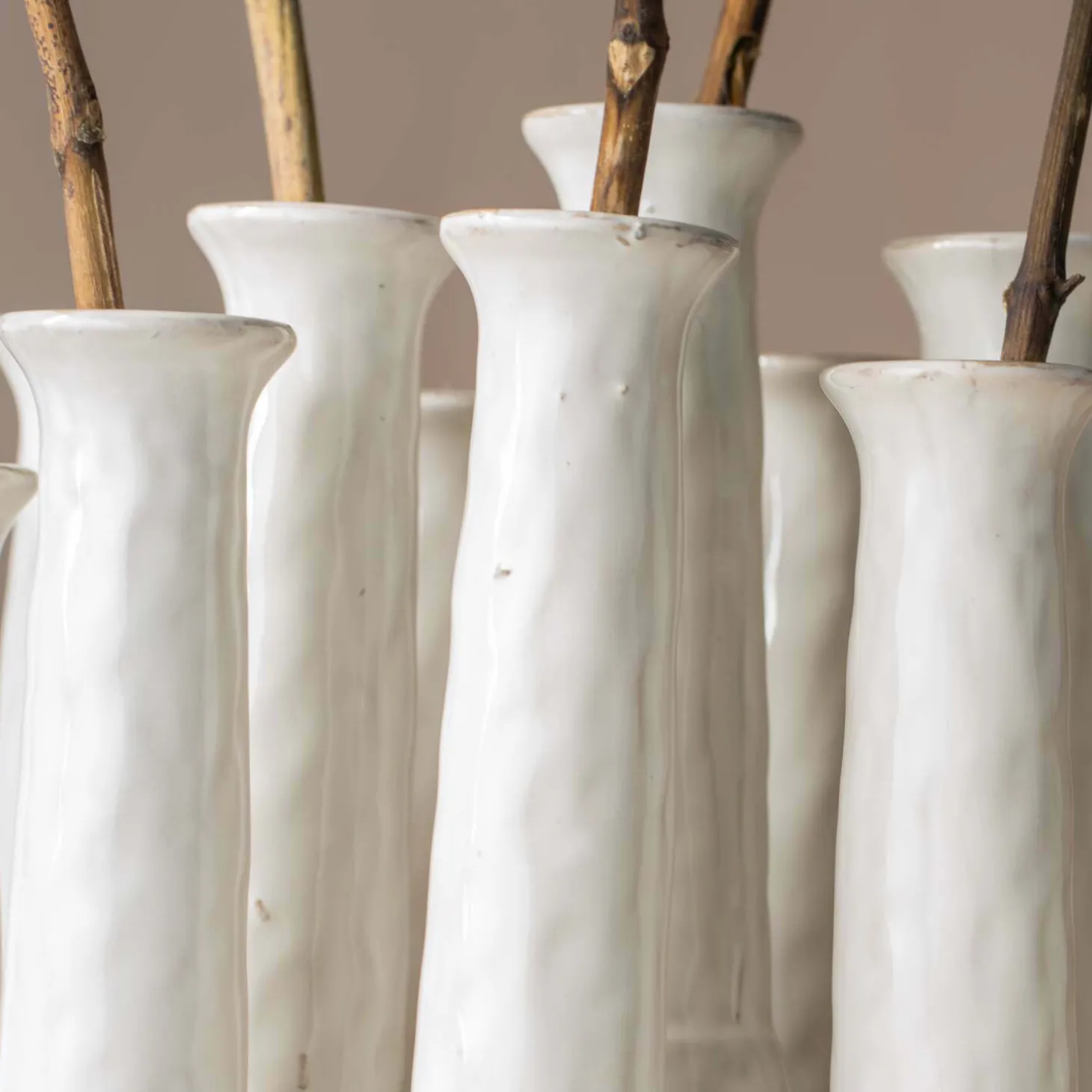 White Ceramic Multi-Stem Vase