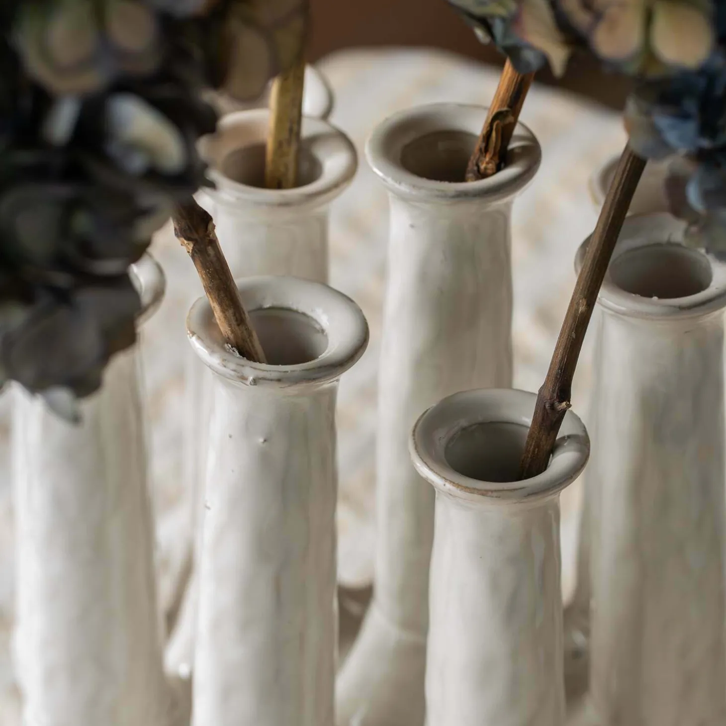 White Ceramic Multi-Stem Vase