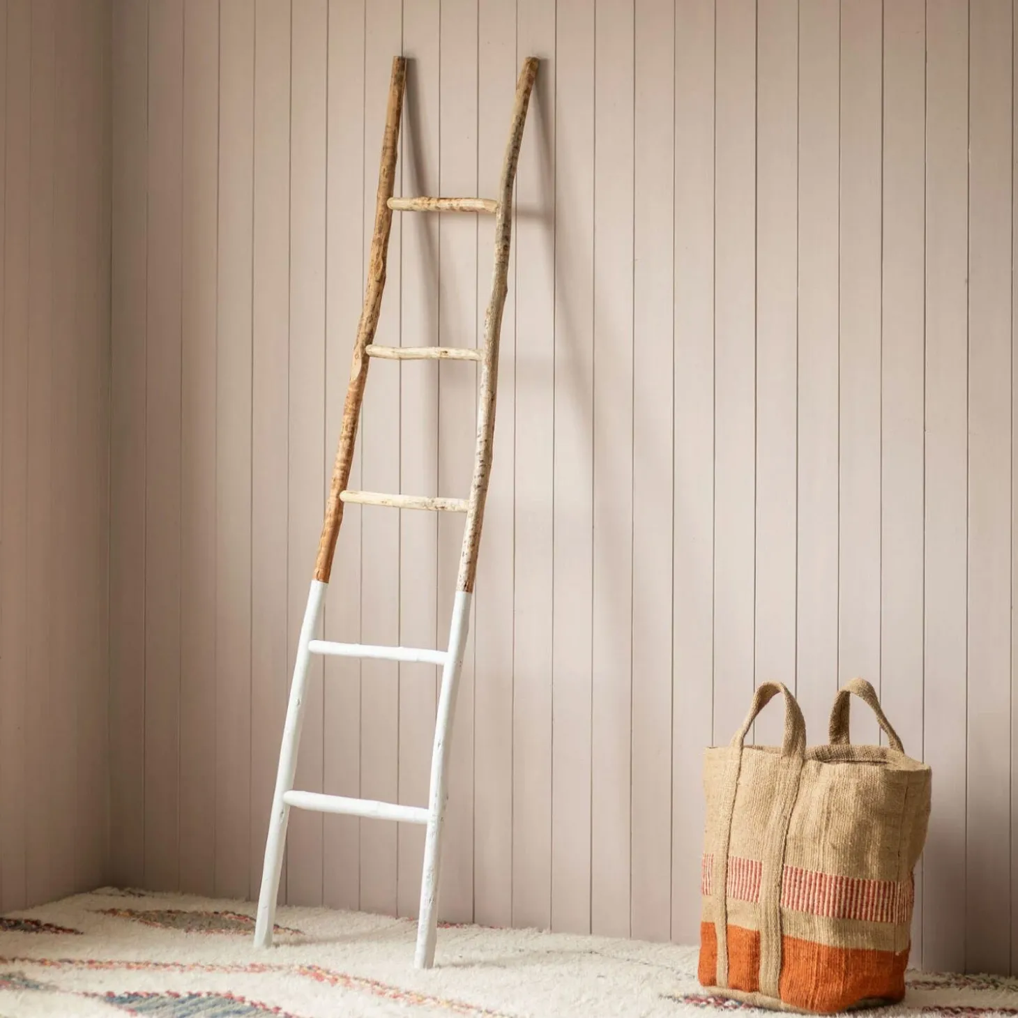 White Dipped Wooden Ladder