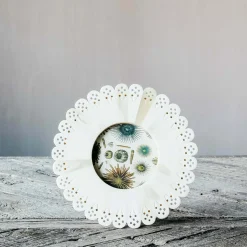 White Doily Round Bone Frame