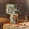 White Floral Tapestry Table Lamp