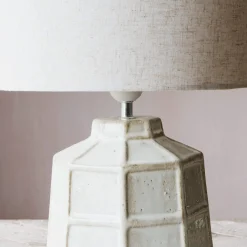 White Hex Lamp with Shade