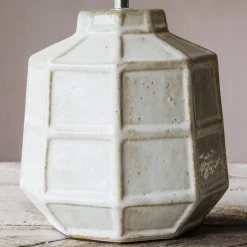 White Hex Lamp with Shade