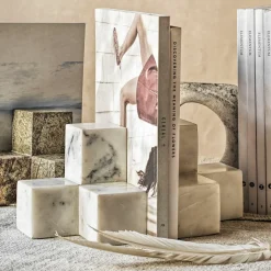 White Marble Bookends