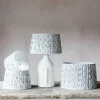 White Pleated Ikat Lamp Shades