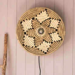 White Seagrass Plate Wall Light