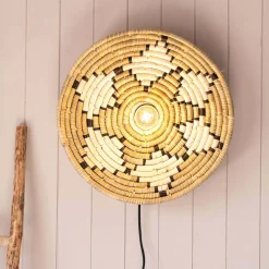 White Seagrass Plate Wall Light