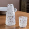 White Speckle Carafe and Tumbler