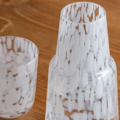 White Speckle Carafe and Tumbler