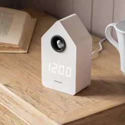 White Wooden LED Cuckoo Alarm Clock