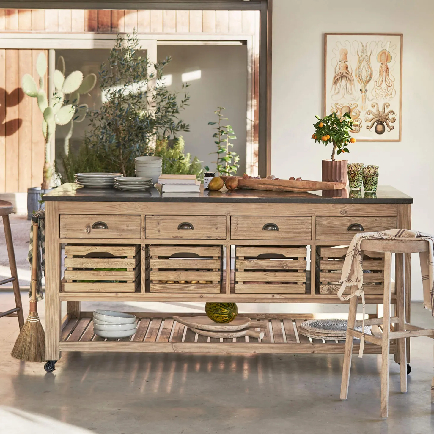 Whitewashed Hudson Kitchen Island