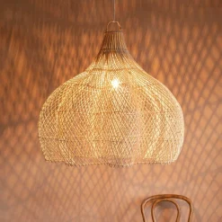 Whitewashed Rattan Ceiling Shade