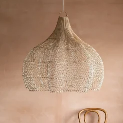 Whitewashed Rattan Ceiling Shade