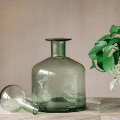 Wide Green Glass Bottle