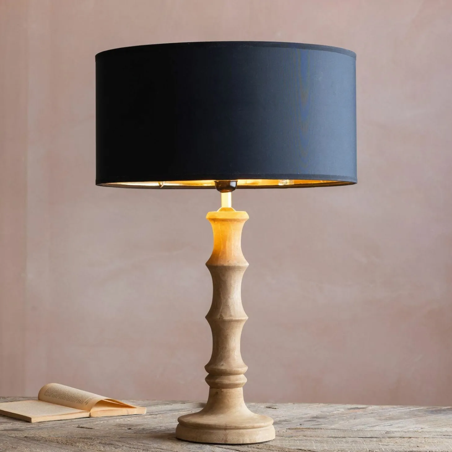 Wooden Bamboo Table Lamp Small