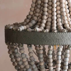 Wooden Beaded Pendant Light