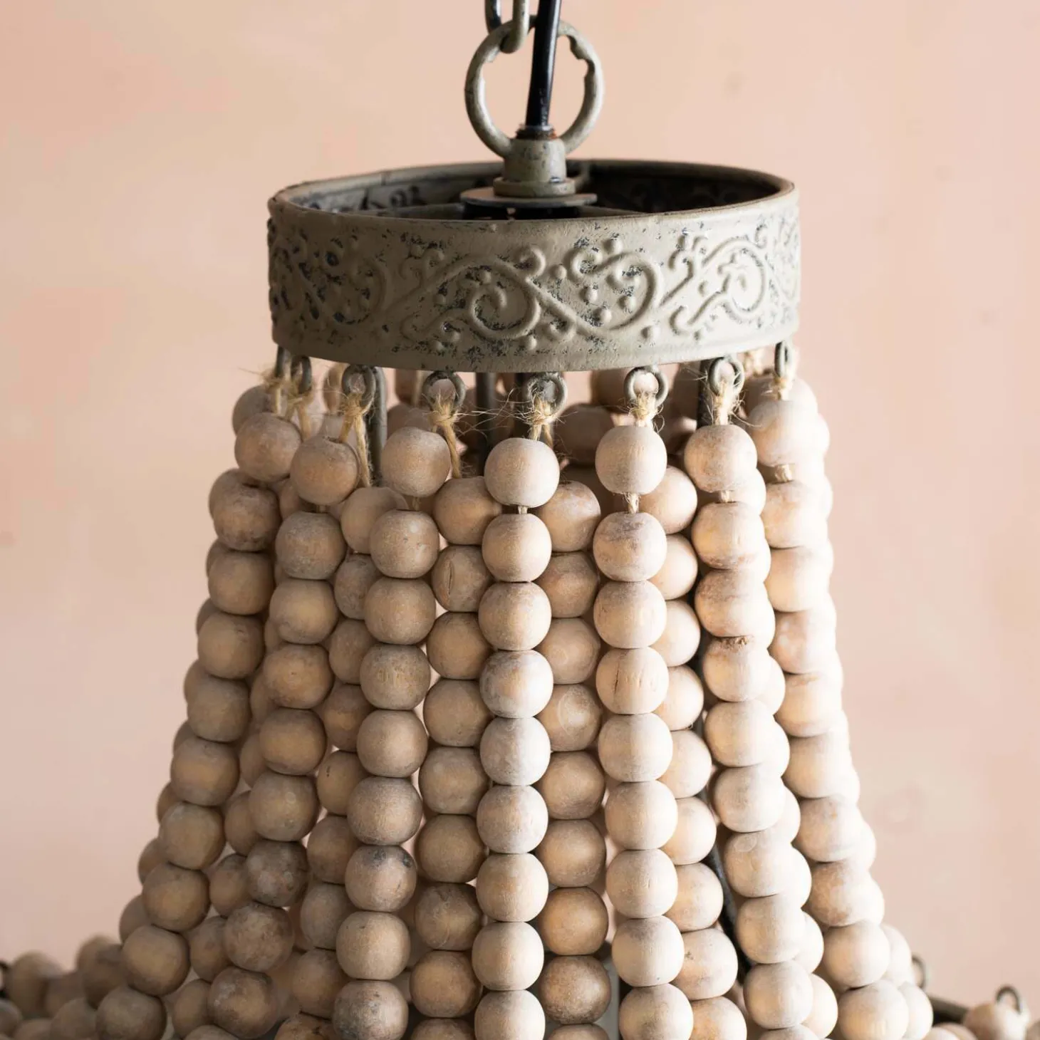 Wooden Beaded Pendant Light