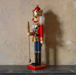 Wooden Bejeweled Nutcracker with Staff
