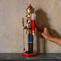 Wooden Bejeweled Nutcracker with Staff