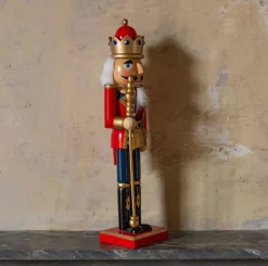 Wooden Bejeweled Nutcracker with Staff