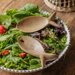 Wooden Fish Salad Servers
