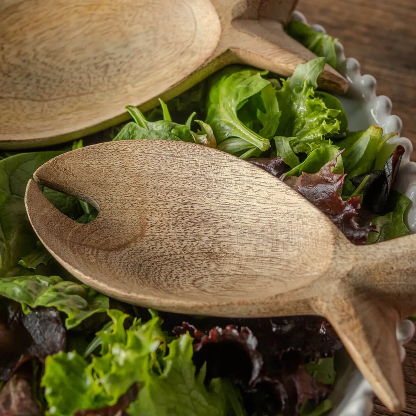 Wooden Fish Salad Servers