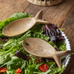 Wooden Fish Salad Servers