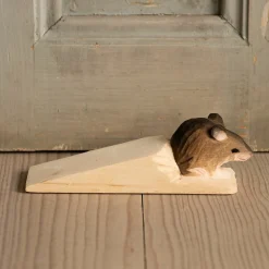 Wooden Forest Mouse Doorstop
