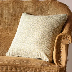 Yellow and Green Floral Square Cushion