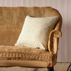 Yellow and Green Floral Square Cushion