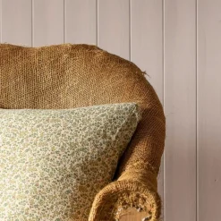 Yellow and Green Floral Square Cushion