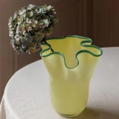 Yellow and Green Ruffle Vase - Medium