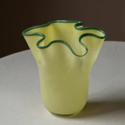 Yellow and Green Ruffle Vase - Medium