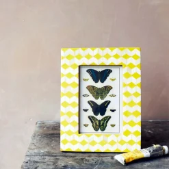 Yellow and White Chevron Bone Frame