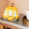 Yellow Cable Car Biscuit Jar