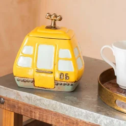 Yellow Cable Car Biscuit Jar