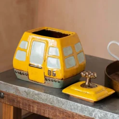 Yellow Cable Car Biscuit Jar