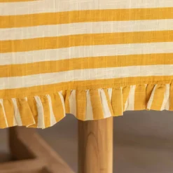 Yellow Candy Stripe Frill Tablecloths