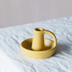 Yellow Curve Candle Holder