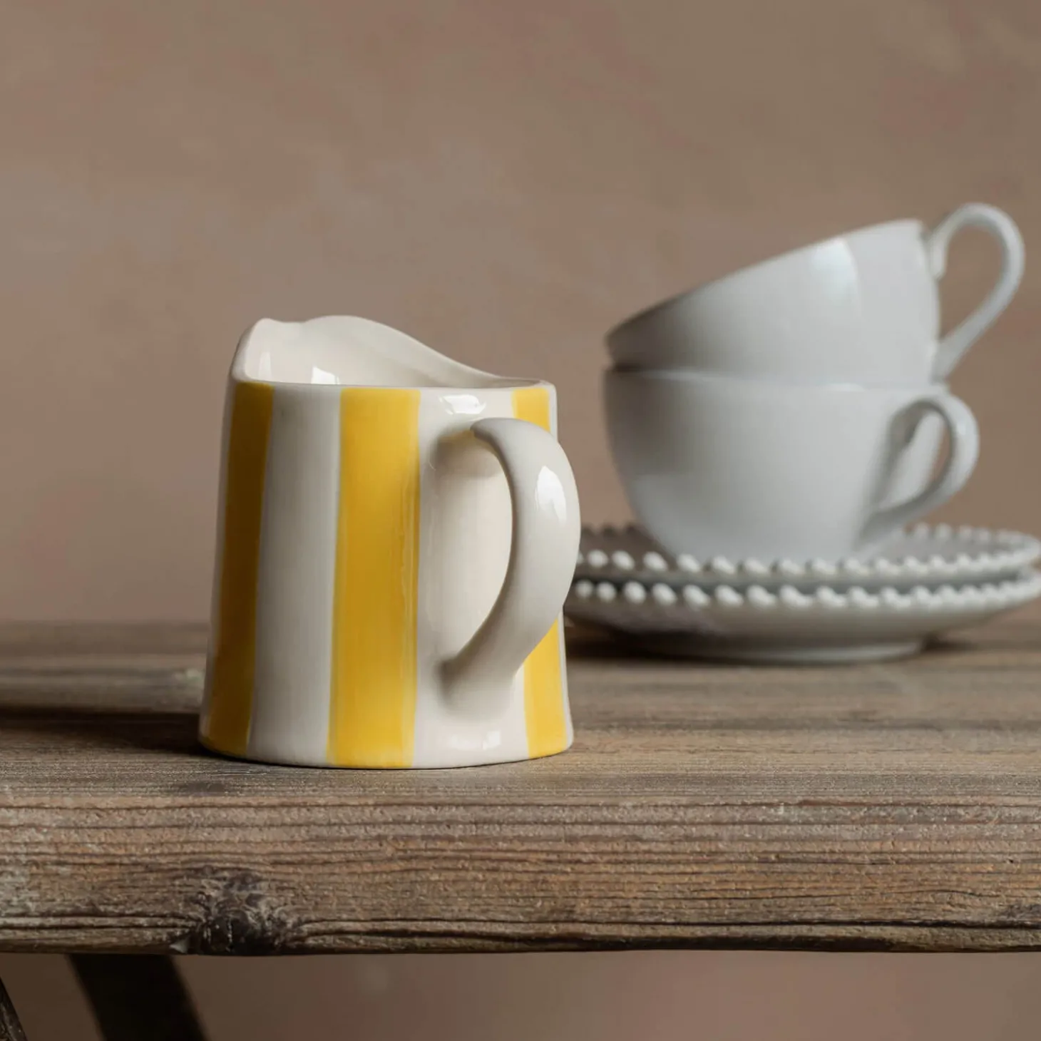 Yellow Stripe Creamer Jug