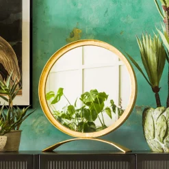 Zander Small Gold Table Mirror