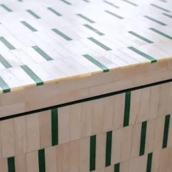 Zarina Green Stripe Bone Inlay Chest of Drawers