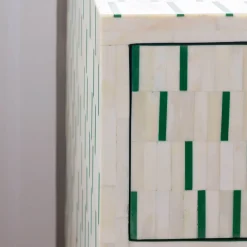 Zarina Green Stripe Bone Inlay Chest of Drawers