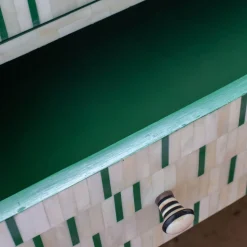 Zarina Green Stripe Bone Inlay Chest of Drawers