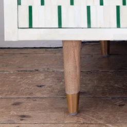 Zarina Green Stripe Bone Inlay Chest of Drawers